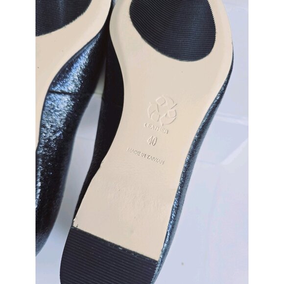 ALL BLACK Footwear Leather Slip On Pointed Toe Leather Ballet Flats Shoes 40 9.5 - Picture 12 of 14